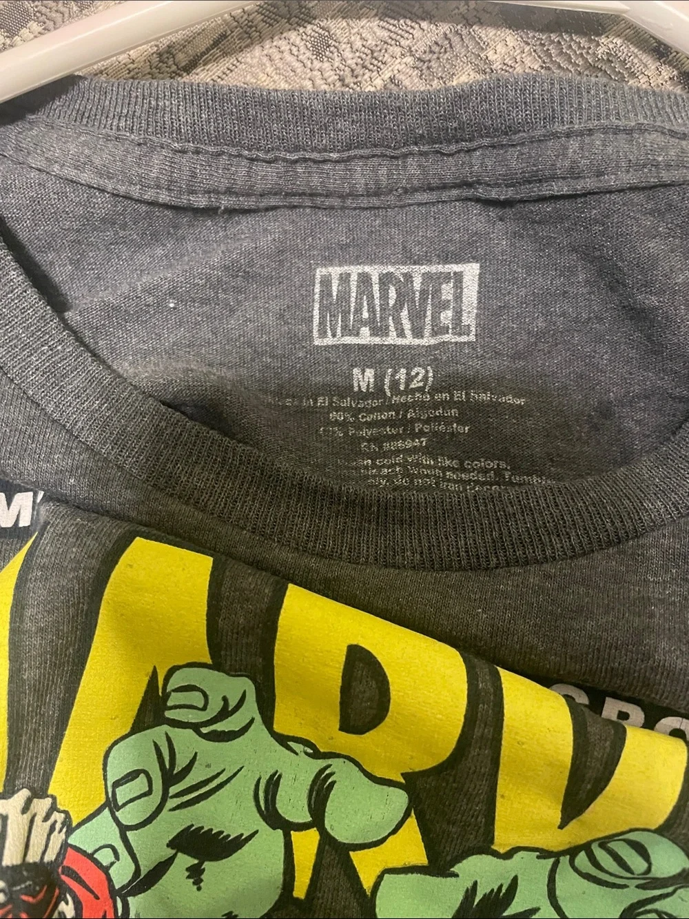 Marvel Kids Gray Graphic Superhero Tee with Yellow Logo